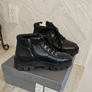 Aquatalia Womans Rugged Leather Waterproof Black Boots